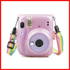 HIYQIN チェキケースFUJIFILM instax mini11ケース 可愛いカメラバッグ ショルダーストラップ付き シマーパウダー ハードPC（ピンク）