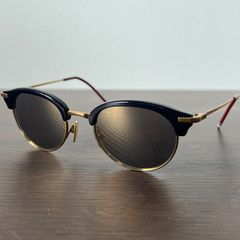[希少人気]THOMBROWNE トムブラウン サングラス TB-706 ミラーレンズ ネイビー×ゴールドフレーム メガネ レディース メンズ