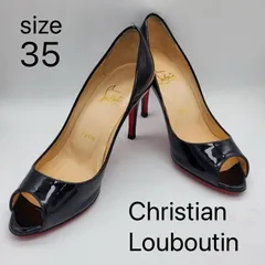 【美品】Christian Louboutin クリスチャンルブタン  オープントゥ エナメルパンプス  22cm