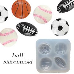 シリコンモールド ボール 野球 ベースボール サッカー バスケット バスケ ラグビー 部活 スポーツ デコパーツ レジン型 1個 mold-428 GreenRoseYumi