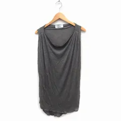 ザラ ZARA ニット ワンピース チュニック ノースリーブ 柄 ドレープ M グレー カーキ /FT6