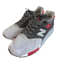 美品 New Balance ニューバランス M998CPL USA製 スエード ローカット スニーカー 26.5cm D グレー×レッド メンズ 古着 中古 USED