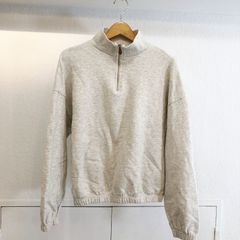 【美品】シヌーン SINOON ★ジップデザインでスポーティーな印象★  by.187 Volumu Sweat ハーフZipトップス グレー 灰色 【型崩れしにくいもっちり生地が着心地抜群】 袖口、裾口にあえてリブを使わないすっきりデザイン