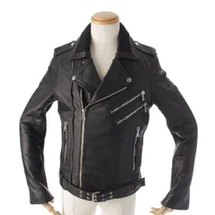 【バルマン】Balmain　メンズ リブ切替 ダブル レザー ライダース ジャケット ブラック 44 【中古】【鑑定済・正規品保証】183759のサムネイル
