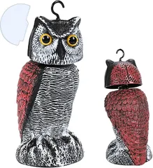 CHASO 鳥よけ フクロウ 吊り下げフック付 カラス避け ツバメ対策 鳩 畑 ベランダ 防鳥(ブラック)