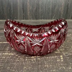 オールド・バカラ 1890年頃 特大青色被せ装飾切子ガラス鉢 26cm1.8kg オールド・バカラ 1890年頃 特大青色被せ装飾切子ガラス鉢 26cm1.8kg