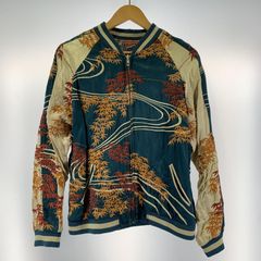 め0503木綿柿渋染手拭い古布富士山ジップアップスカジャンハンドメイド着物アロハ め0503木綿柿渋染手拭い古布富士山ジップアップスカジャンハンドメイド
