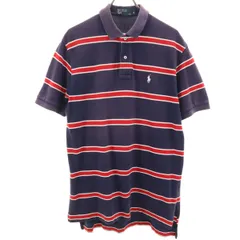 Polo by Ralph Lauren ポロバイラルフローレン ボーダー 半袖 ポロシャツ M ネイビー系 メンズ 古着