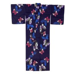 【訳あり特価品　定価12,800円】ME-A-335  レディース　女子　浴衣　お祭り　花火　花火大会　夏　盆踊り　デート　イベント　綿100%  カネボウ　プリント　アンティーク昭和レトロ　和モダン　大人可愛い　蝶々　ピンク　黄色　青　紫　誕生日　プレゼント