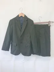 ◇ ⊇ Catherine Cottage キッズ 子供服 ストライプ シングル ハーフパンツ スーツ 上下 サイズ130A ブラック系 男の子 E  【1506110014337】