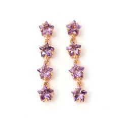 アメジスト スター4連ピアス  スターピアス  ピンクゴールドピアス
