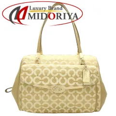 COACH コーチ 25632 ハンドバッグ マディソン オプアート サッチェル 2WAY サテンキャンバスxレザー ベージュ ゴールド/352235【中古】
