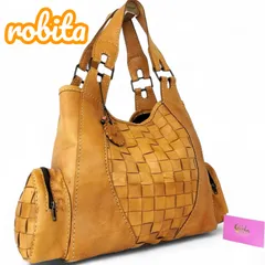 【しなやかレザーの温もり✨】　robita ロビタ　トートバッグ ワンショルダー 編み込み 本革  ナチュラル イントレチャート 職人技 大容量 A4収納 レディース　キャメル
