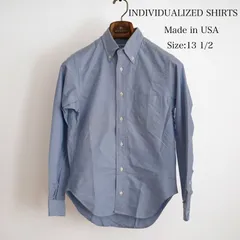 【美品】INDIVIDUALIZED SHIRTS アメリカ製 オックスフォード ボタンダウンシャツ 13 1/2 SLIM FIT ブルー