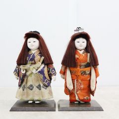 美品】人形 木目込み 紅白 獅子 置物 インテリア 工芸品 美術品 A1320