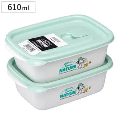 保存容器 610ml スヌーピー フラップ付コンテナ 2個セット （ プラスチック 電子レンジ対応 キャラクター シール容器 フードコンテナ レンジ対応 かわいい 軽量 食品保存 冷蔵保存 冷凍保存 作り置き ランチボックス 弁 蒸気穴 ）