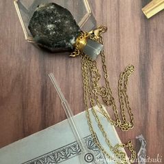 希少◇ヴィンテージ 天然石アメジスト原石×真鍮バーの一点物ネックレス 