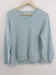 ◇ NATURAL BEAUTY BASIC ナチュラル ビューティー ベーシック Vネック 長袖 ニット セーター サイズM ブルー レディース E  【1303240000403】