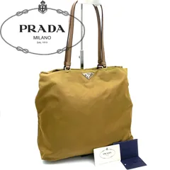 PRADA トートバッグ テスート 三角ロゴ シルバー金具 A4 レザー ハンドル ナイロン ポコノ ハンドバッグ トライアングルロゴ プレート 手提げ 肩掛け可能 ユニセックス ユーロヴィンテージ TABACCO キャメル ベージュ