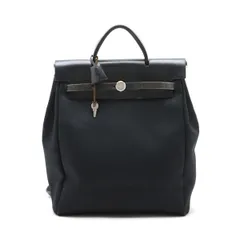 エルメス エールバッグ アド □C 刻印 レザー キャンバス リュック バックパック ショルダー バッグ ブラック 黒 メンズ MMM N3-8【中古】のサムネイル