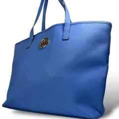 【良品】MICHAEL KORS　マイケルコース　MK　トートバッグ　肩掛け　かばん 鞄　A4　大容量　ゴールドロゴ　仕事　お食事会　ラグジュアリー　多収納　青　ブルー
