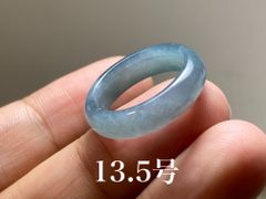 L11-146 氷種 青色 13.5号 天然グアテマラ産 A貨 本翡翠 くりぬき リング