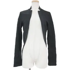 Ys ワイズ コットン ジャケット ノーカラー アウター ブラック 黒 2(M) 長袖 シワ加工 アシンメトリー おしゃれ シンプル きれいめ 大人女子 ブランド 上品 ベーシック オフィスカジュアルのサムネイル