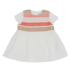 PETIT BATEAU プチバトー A06RK01 ポプリンスモッキング半袖ワンピース A06RK01070 ベビー キッズ ワンピース Off White Print 18M