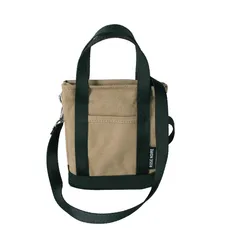 トートバッグ キャンバス ミニトートバッグ 帆布 スマホショルダー ベージュ×ブラック 仕事用 小物入れ