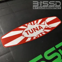日章柄タイプバケットマウス用おさかな型名前ステッカー1枚！魚種50種類！送料込！のサムネイル