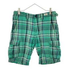 トミーヒルフィガー チェック カーゴショートパンツ 34 グリーン系 TOMMY HILFIGER メンズ