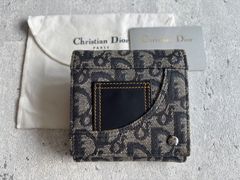 Christian Dior トロッター柄 三つ折り財布 ネイビー