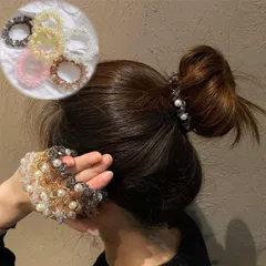 ヘアゴム スプリングヘアゴム パール ヘアアクセサリー 大人っぽい おしゃれ クリア 大人 上品 エレガント シンプル フェミニン きれいめ(メール便送料無料)