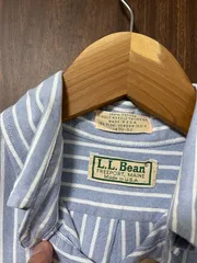 L.L.Bean USA製 ストライプシャツ ブルー×ホワイト サイズ14 1/2 綿100％ USA製 古着