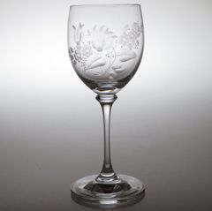 マイセンクリスタル グラス ● フラワー エングレーヴィング 花柄 ブーケ ワイン グラス 17cm yw5 マイセン Meissen