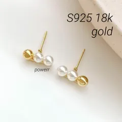 S925 シルバー 18k ゴールド パール 3連 上品 ピアス アクセサリー