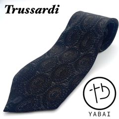 Trussardi トラサルディ　ネクタイ　総柄　黒　ブラック　シルク100% イタリア製