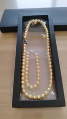 在庫処分！本真珠　ゴールデンパール　ネックレス＆ピアス＆ブレスレットセット　約8.3mm