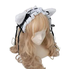 ヘッドドレス ロリータ ねこ耳 黒猫 ヘア ピン クリップ ゴスロリ ゴシック フリル レース 黒