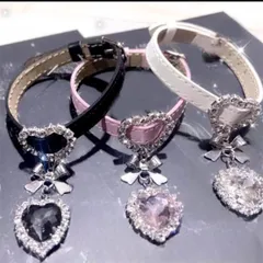 小悪魔系アクセサリー　ベルト式きらきらハートのブレスレット　ベルト調節式　ゆめかわ量産型地雷