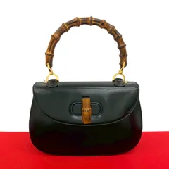 極 美品 GUCCI グッチ オールドグッチ ヴィンテージ バンブー ターンロック レザー 本革 ハンドバッグ ミニ トートバッグ ブラック 55734