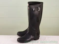 Y159 レディース HUNTER レインブーツ 黒 24cm