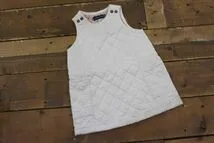 N27☆RALPH LAUREN/ラルフローレン キルティングジャンパースカート オフホワイト 90cm ジャンスカ ワンピース 花柄 古着 used☆