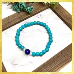 ラピスラズリ &ターコイズ ブレスレット パワーストーン   8mm×6mm / メンズ レディース 男性 女性 お守り ハンドメイド ★