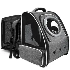 『特価』 大容量 折りたたみ 通気性 リュック リュック 猫 宇宙船 猫 小型犬 旅行/通院/お出かけ/災害避難用 ペットハウス 【2種類の窓付き・カーテン付き】 拡張可能 バッグ キャリー 猫バッグ ペット 犬 Okiki
