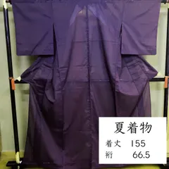 F255 夏絽　洗える色無地　洗える着物　紫　パープル　夏着物