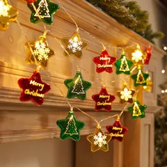 【新着商品】屋内屋外飾り クリスマス/パーティー/庭対応/新年/祝日/街路樹 LED電飾 クリスマスツリー 装飾ledライト 3m 20電球 電球色 電池式 イルミネーションライト (スター) 飾りledライト クリスマス