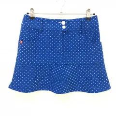 【美品】フィラゴルフ ニットスカート ブルー×白 ドット柄 ウール混 ストレッチ レディース L ゴルフウェア FILA GOLF