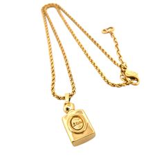 【鑑定済み】正規品 クリスチャン ディオール Christian Dior ネックレス CDロゴ ゴールドカラー GP 香水瓶モチーフ