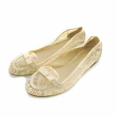 ジルバイジルスチュアート JILL by JILLSTUART バレエシューズ フラット ラウンドトゥ リボン レース 花柄 フラワー 24.5cm ベージュ /AQ ■OFのサムネイル